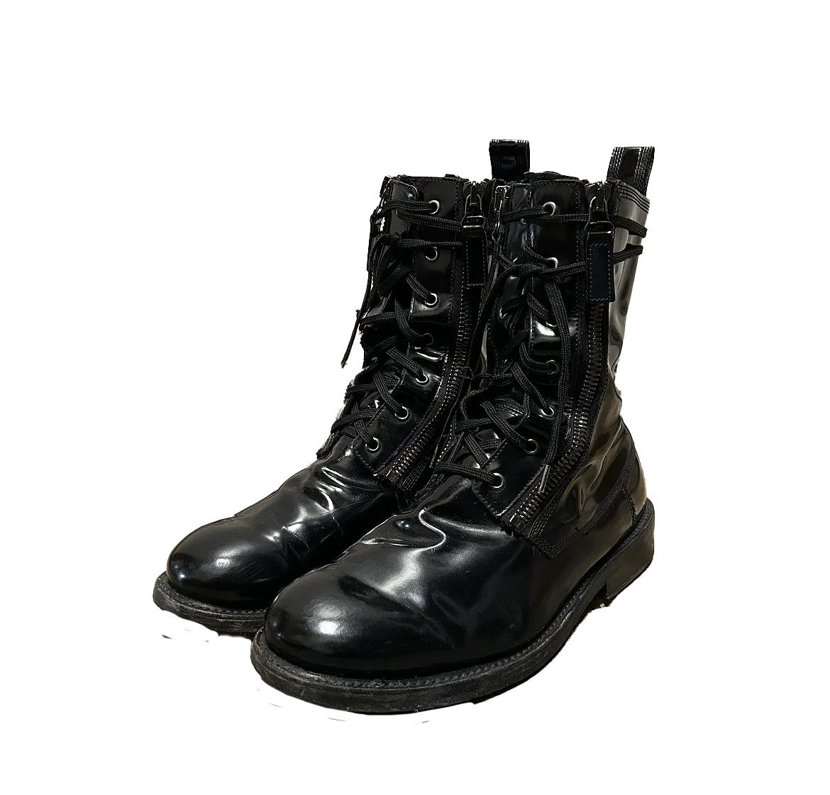 Balmain AW10 Patent Leather Combat Boots