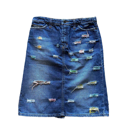 Dolce & Gabbana SS05 Multicolor Distressed Skirt