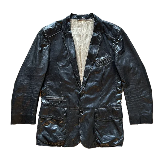 Roberto Cavalli Overlocked Leather Blazer