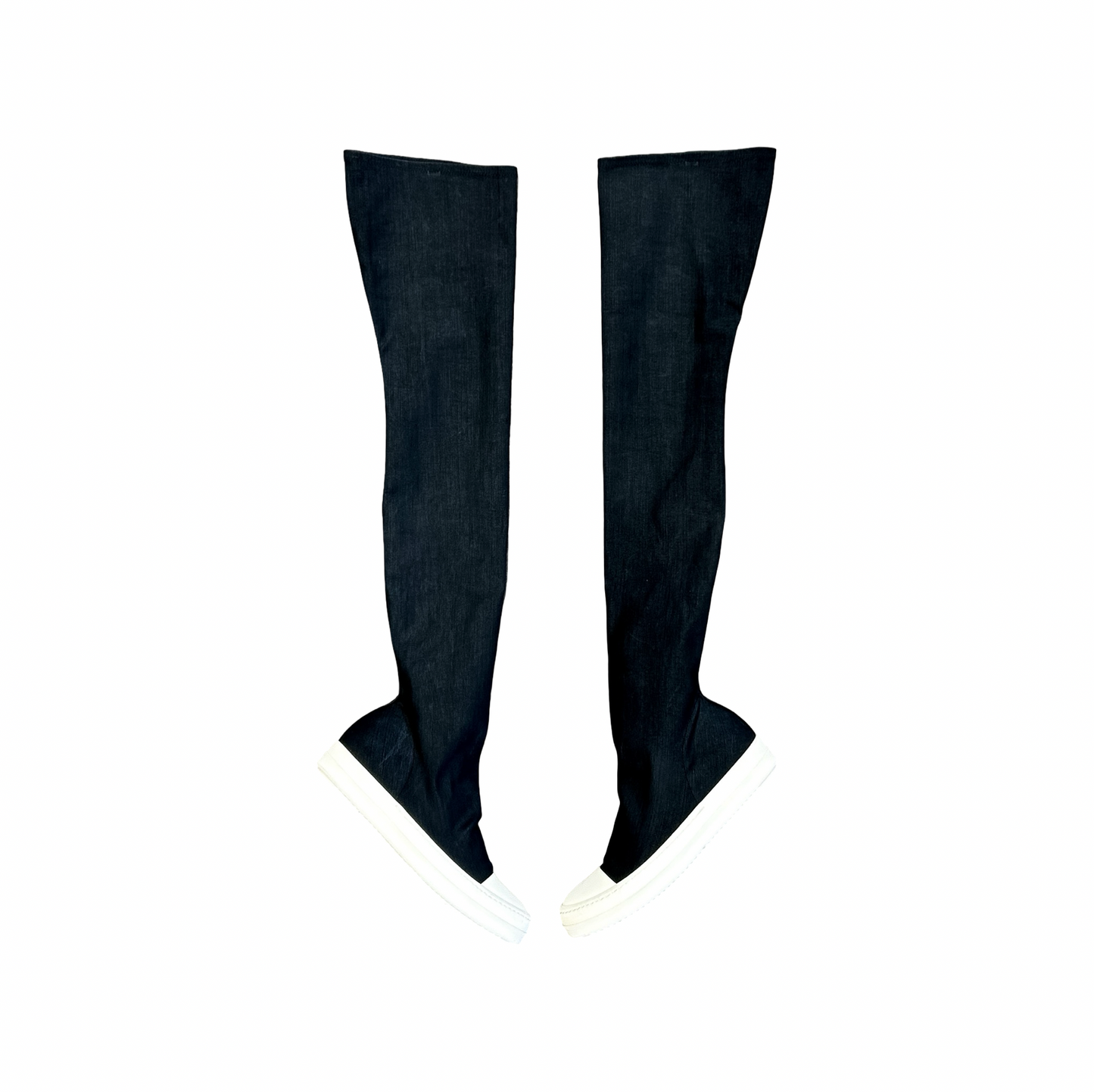 Rick Owens Waxed Denim Knee High Sock Sneakers