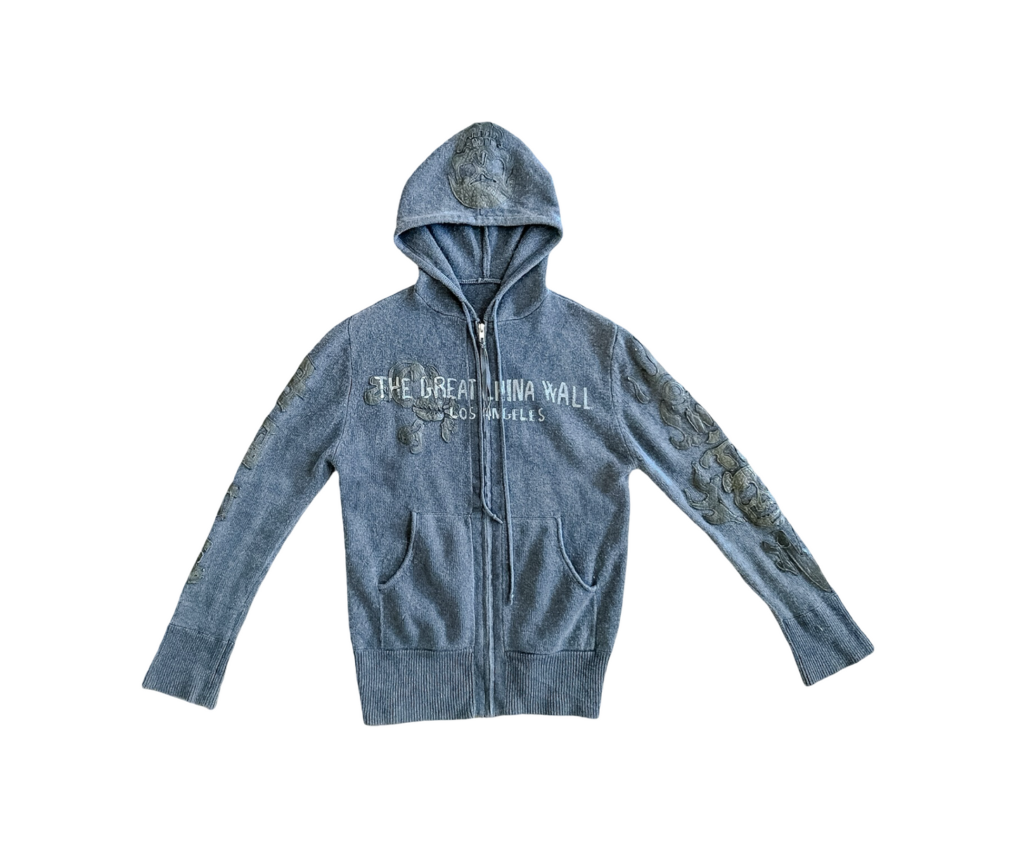 Great China Wall Leather Patch Cashmere Hoodie