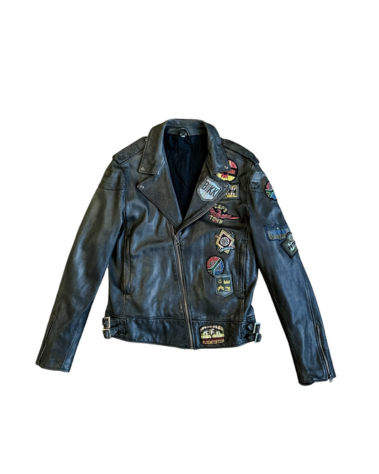 Dirk Bikkembergs SS10 Patched Leather Biker Jacket