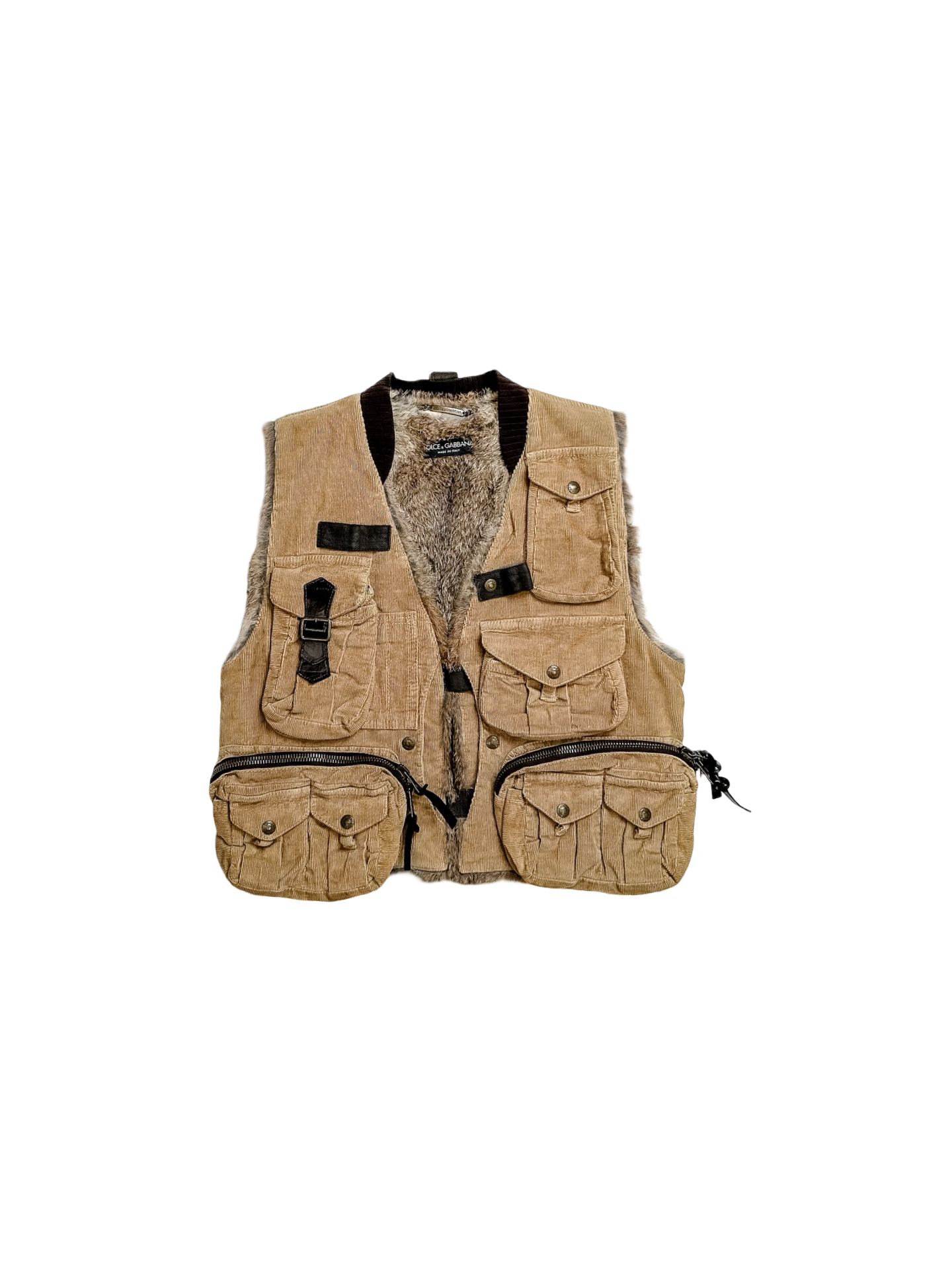 Dolce & Gabbana AW02 Fur Lined Cargo Vest
