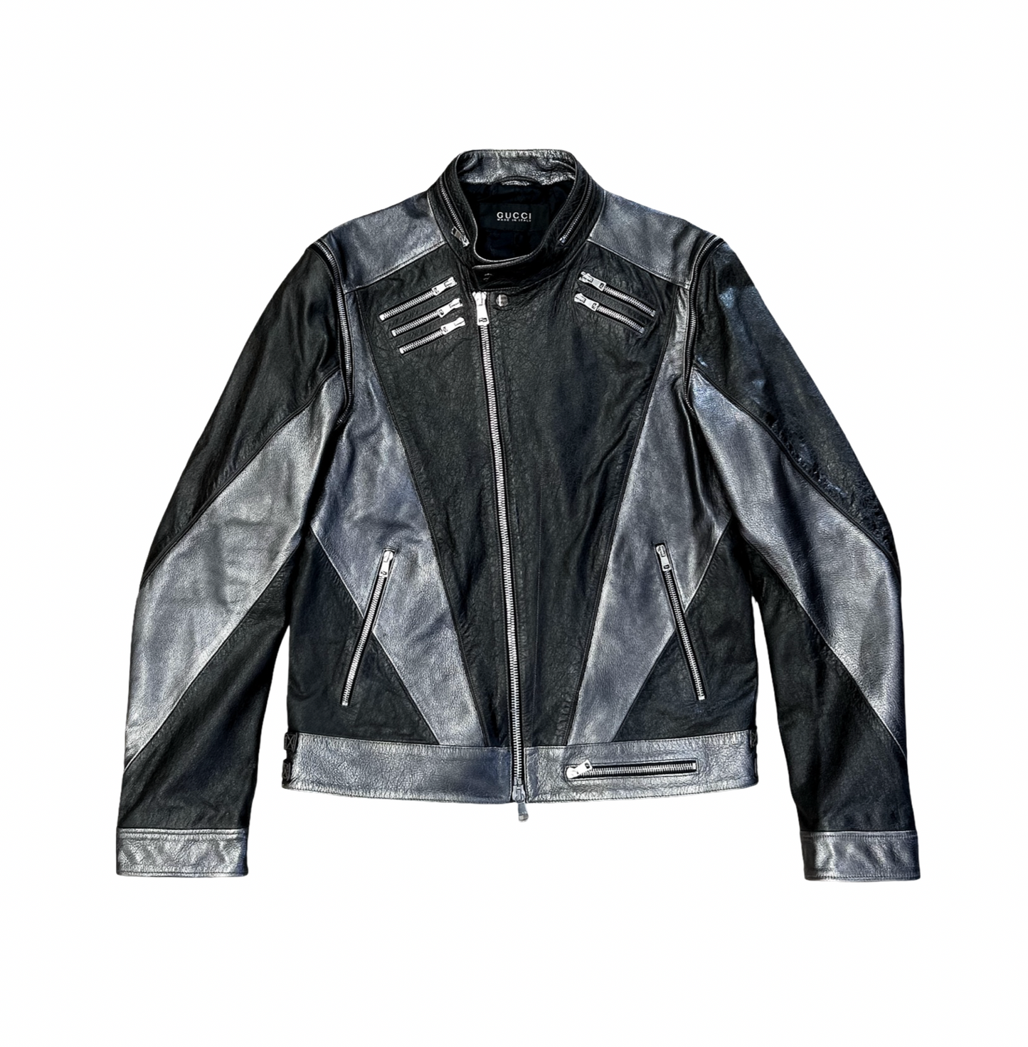 Gucci AW09 Metallic Leather Biker Jacket