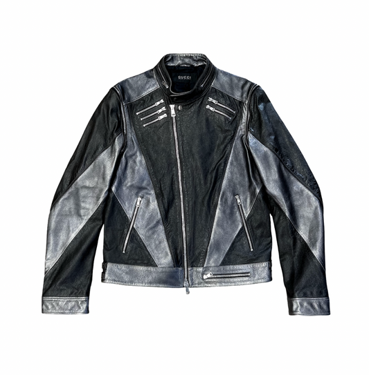 Gucci AW09 Metallic Leather Biker Jacket