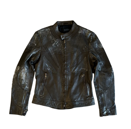 Gucci Metallic Leather Biker Jacket