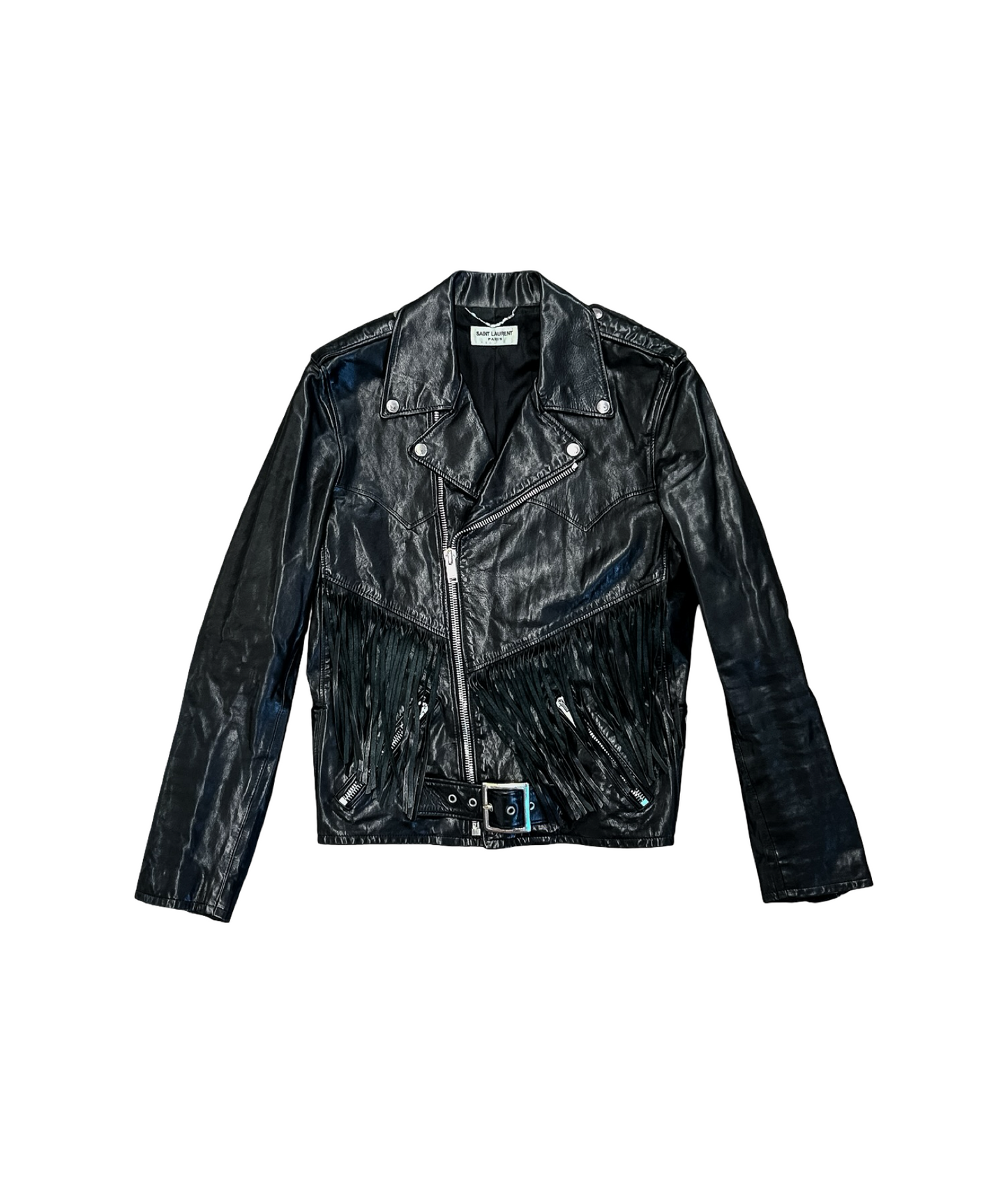 Saint Laurent by Hedi Slimane SS15 Fringe Leather Biker Jacket