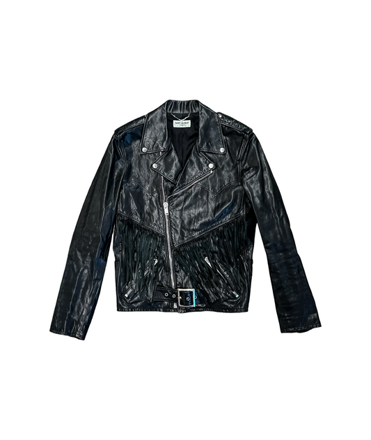 Saint Laurent by Hedi Slimane SS15 Fringe Leather Biker Jacket