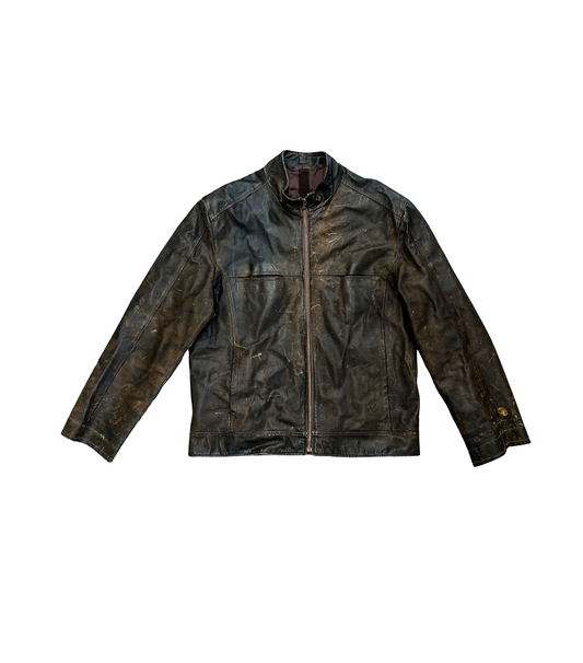 Vintage Distressed Leather Racer Jacket