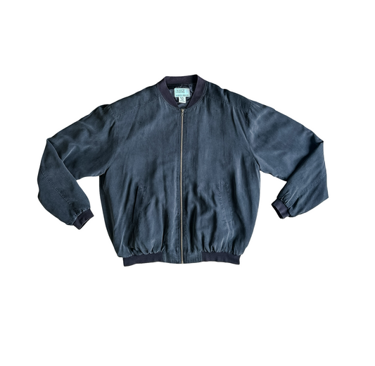 Vintage Silk Shoulder Padded Bomber Jacket
