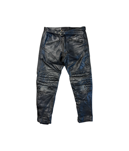 Vintage Leather Belted Biker Pants