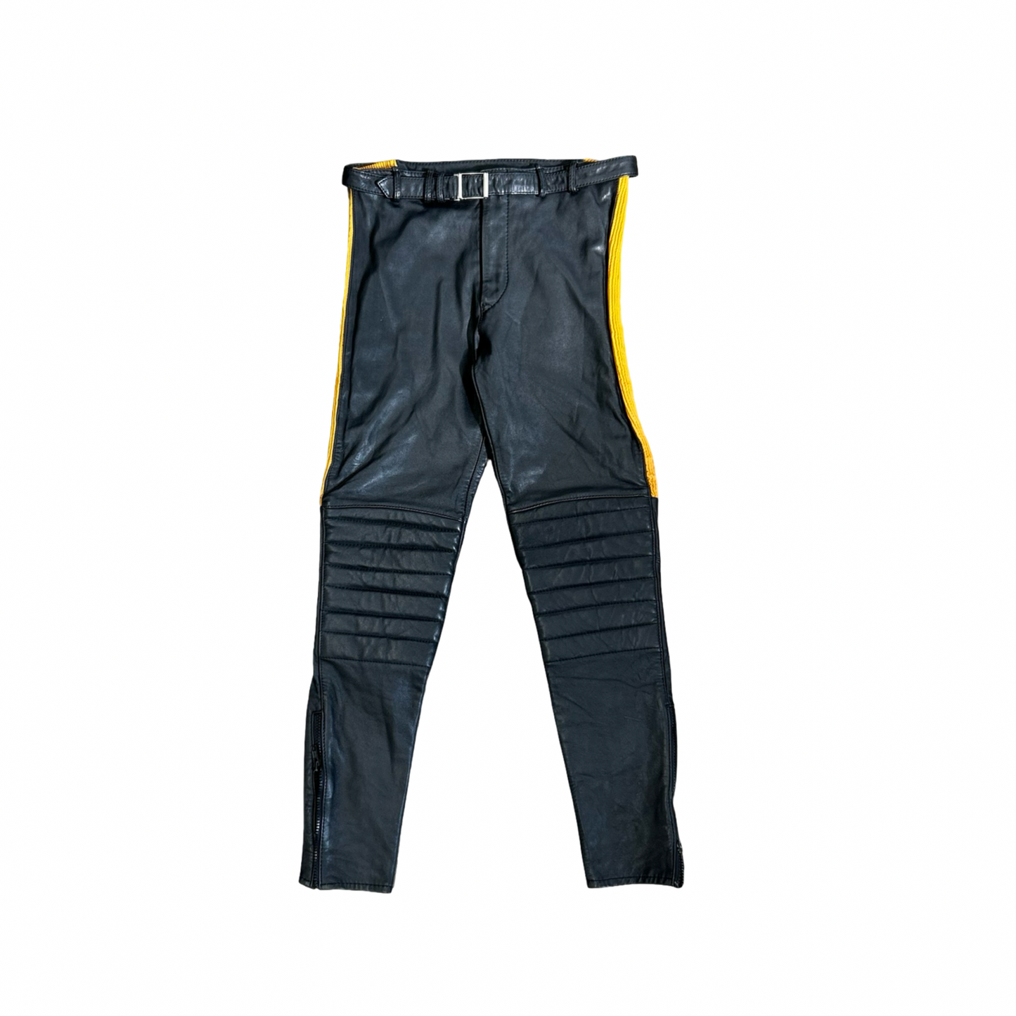 Vintage Contrast Leather Biker Pants