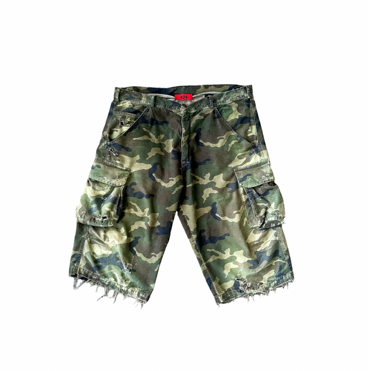 424 Distressed Camo Cargo Shorts