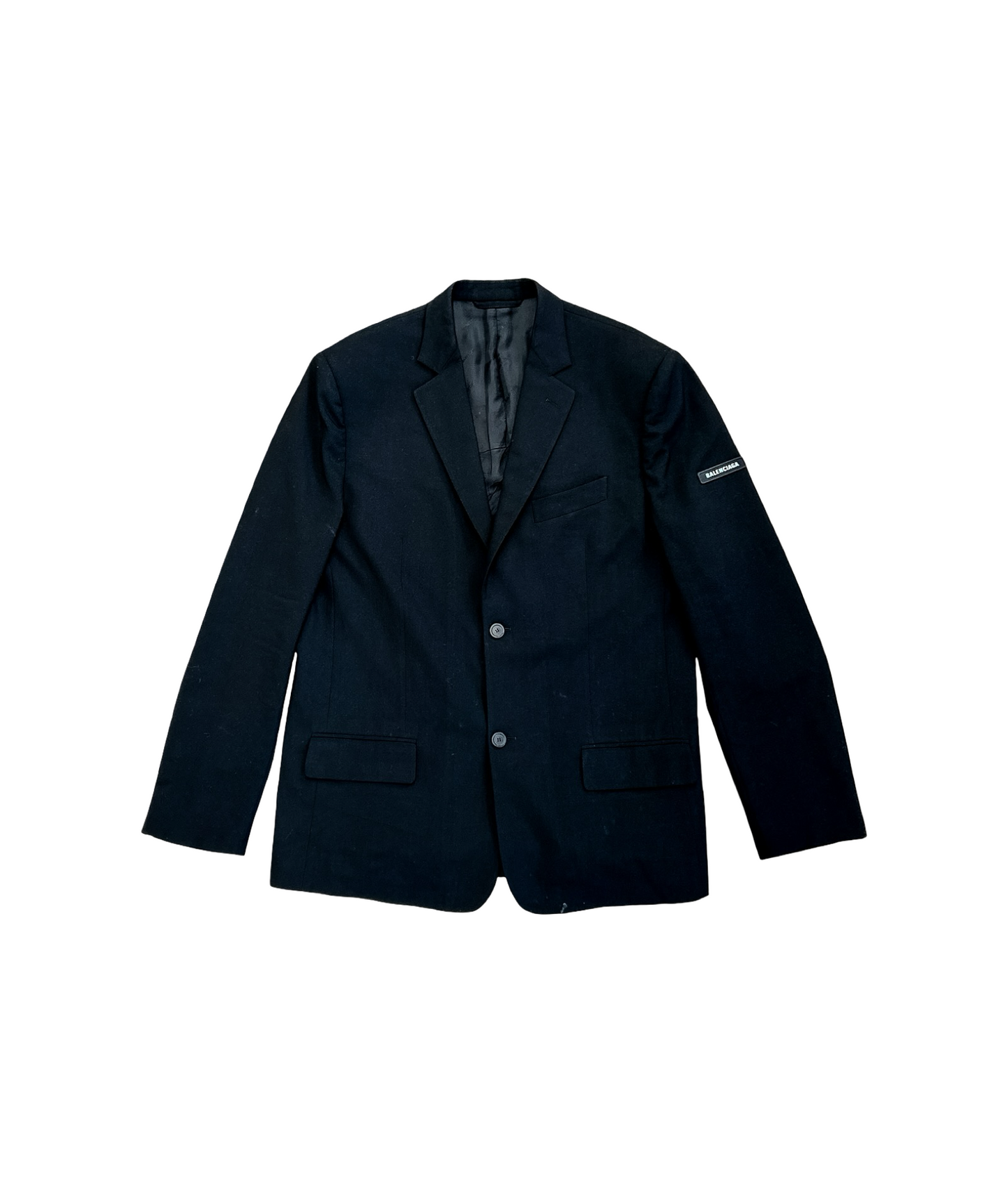 Balenciaga AW22 Padded Shoulder Logo Blazer