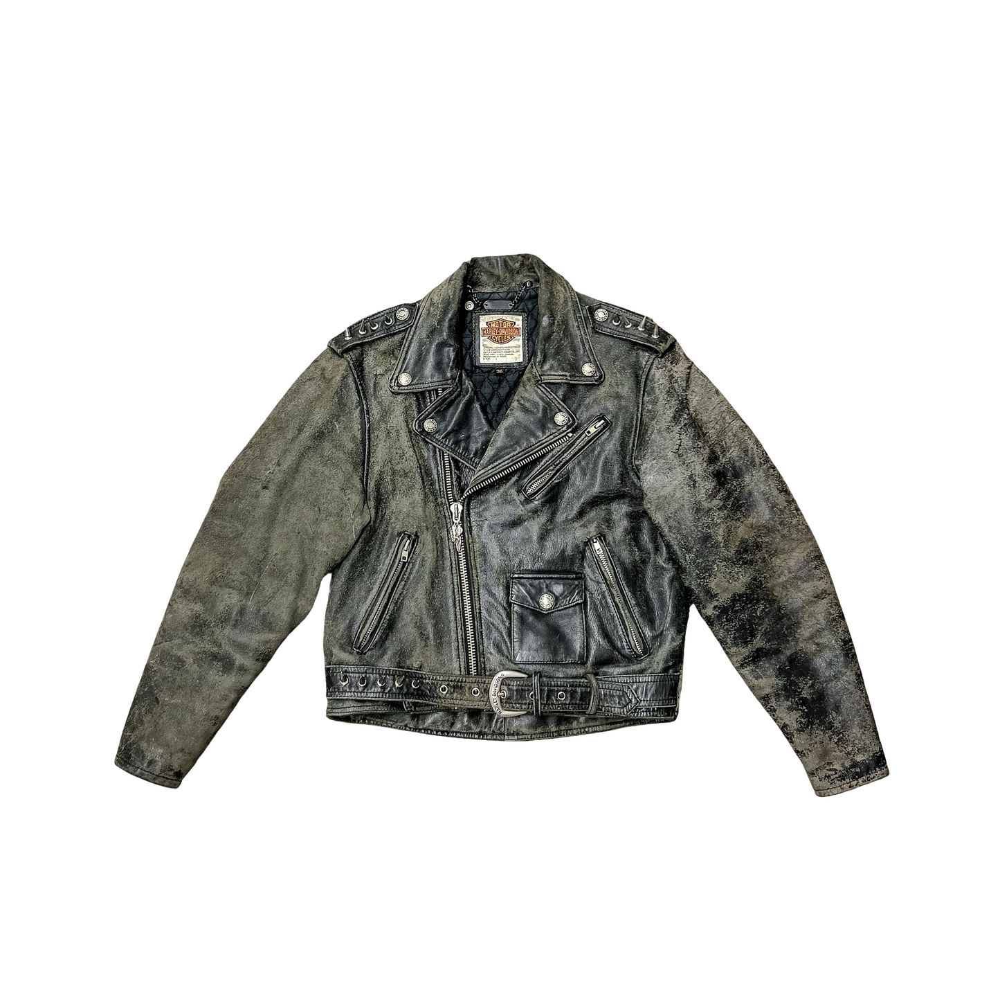 Vintage Repaired Leather Biker Jacket