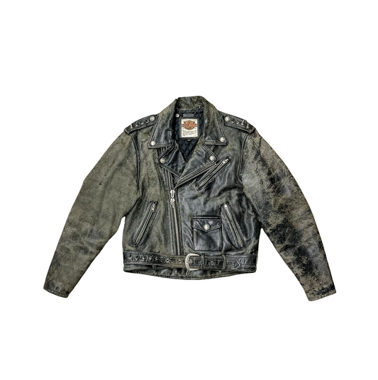 Vintage Repaired Leather Biker Jacket