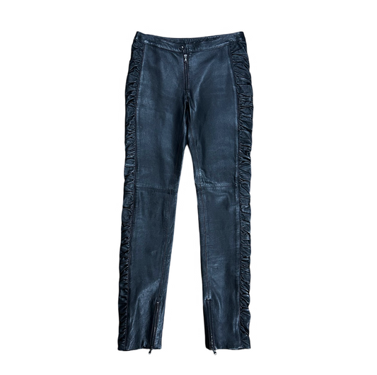 Dolce & Gabbana 2000's Ruched Leather Pants