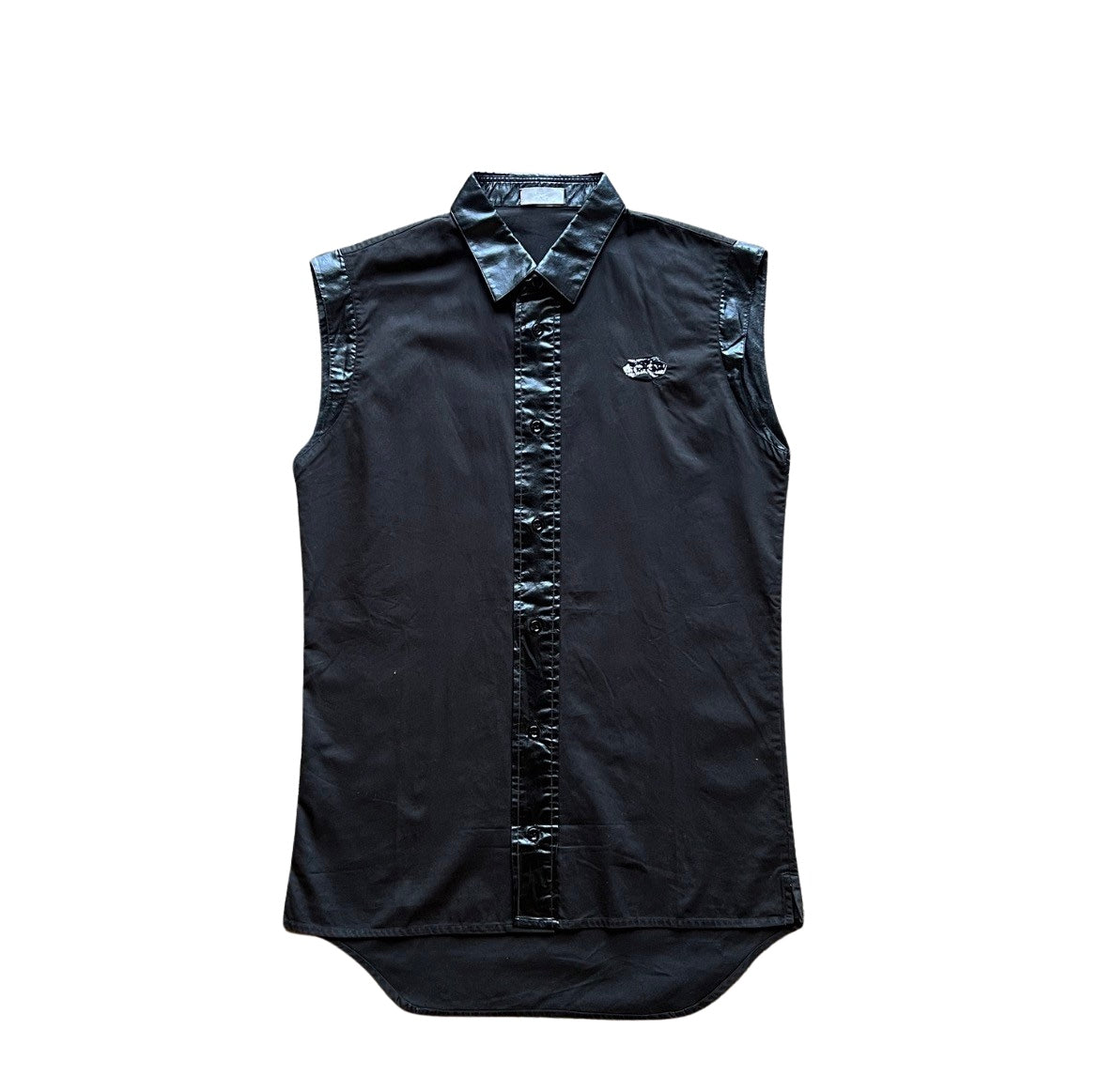 Dior Homme SS05 Sample Leather Trim Sleeveless Shirt