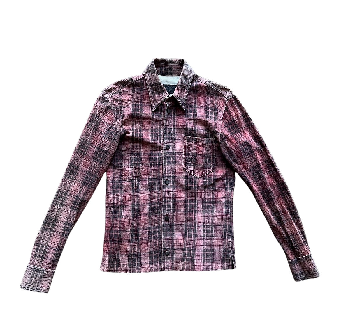 Isamu Backlash Distressed Leather Flannel Shirt